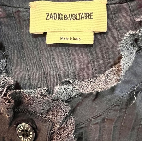 Zadig & Voltaire Timmy Tomboy Deluxe Shirt Tunic Top Ruffle Lace Size Small - Picture 6 of 9